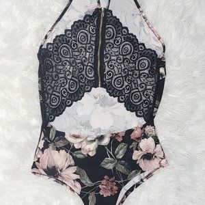 Windsor Floral Open Back Lace Detail Bodysuit